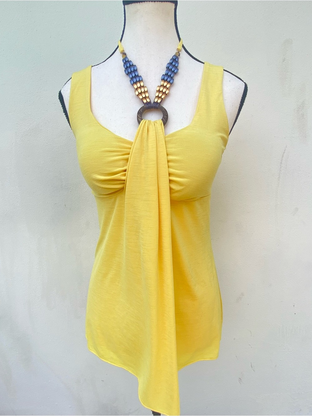 Y2K BCX Yellow Beaded Halter Tank Top Size Medium
